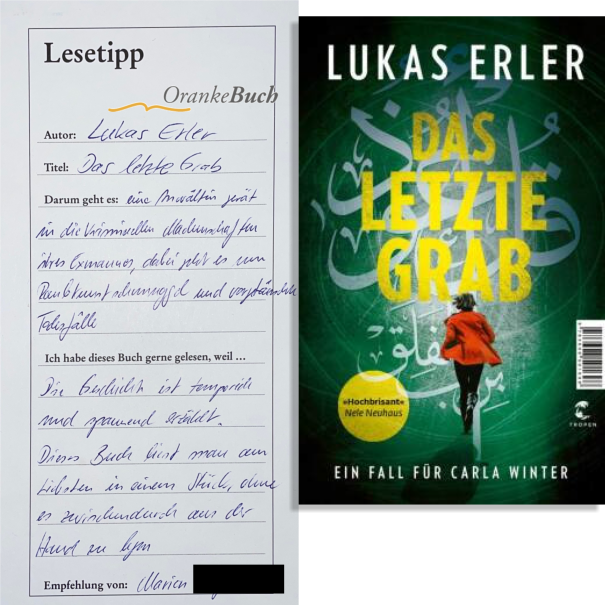 Lesetipp: Lukas Erler - Das letzte Grab